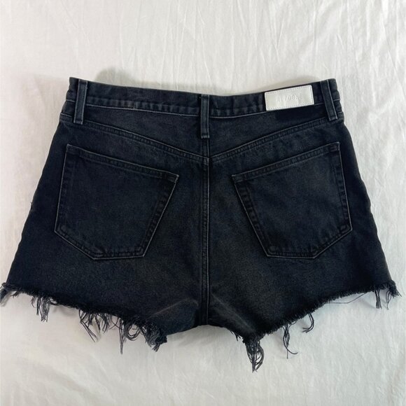 RE / DONE Jeans 70's High Rise Denim Shorts in Broken Black - Picture 6 of 8